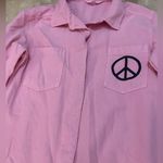 Ascot & Hart pink ribbed embroidered peace sign snap button jumpsuit size small Photo 3