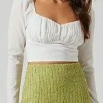 ASTR  The Label NEW Sweetheart Neck Puff Sleeve Ruched Crop Top White Photo 0