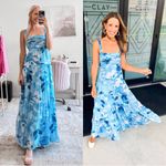 Abercrombie & Fitch Abercrombie Tiered Ruched Babydoll Maxi Dress Blue Floral XL Photo 1