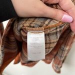 Roolee  Wool Blend Flannel Button Up Plaid Shirt Orange Brown Size Large Photo 3
