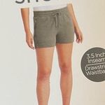 The Comfy Twill Shorts Cotton Spandex Olive Green Elastic Drawstring Womens XXL Knit Photo 2