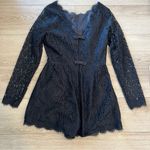 Anthropologie NWT By  Long Sleeve Lace Romper Black Bow Size 10 Photo 5