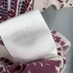 Anthropologie Margarita Saplala Silk Blouse Beige Graphic Print Oversize V-Neck Lightweight XS Photo 5