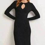 BODEN Ribbed Cut Out Dress UK 12R Black Keyhole Neck Long Sleeve Fitted NWT Size 12 Photo 0