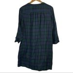 Loft  green‎ black plaid ruffle sleeve dress small Photo 4