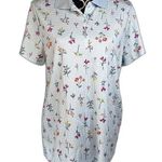 Lands End Blue Gingham Floral Collared Short Sleeve Golf Casual Shirt Size Large Photo 0
