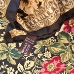 1994 Smithsonian Institution 100% Silk Floral Border Scarf – 14.5” x 60” (Italy) Black Photo 2