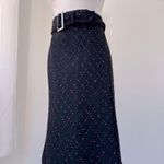 Valerie Stevens Vintage ‘90s Black & Pink Belted Knee Length Skirt Photo 1