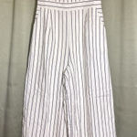 Sugar + Lips Strapless Jumpsuit Romper White Navy Linen Blend Medium Wide Leg Photo 0