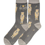 NWT Karma Women Novelty Christmas Holiday Oh‎ Nuts Nutcracker Crew Socks OS Gray Photo 0