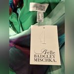 Badgley Mischka  Belle high neck colorful knee length ruffled bow dress Photo 8