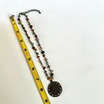 Vintage Gemstone Tibetan Buddhist Sanskrit Bronze Pendant Necklace Photo 6