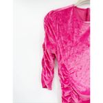Ganni Pink Velvet 3/4 Sleeve Ruched Mini Dress Size 38/US 6 Photo 4