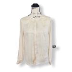 Forever 21 M Cream Satin Button Down Blouse Hidden Placket Long Sleeve Top Photo 1