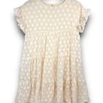 Aaron & Amber Casual Short Sleeve Ruffle Babydoll Dress Knee Length Cream Small Photo 0