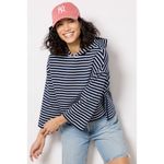 Evereve  MIA striped hoodie navy blue white womens size medium nautical casual Photo 7