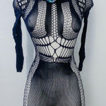 Long sleeve fishnet dress Black Photo 0