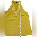 Banana Republic  Yellow and White Embroidered Sleeveless Halter Neck Blouse Photo 4