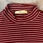 Gaze USA Gaze Maroon And White Stripes Long Sleeve Mock Neck T-shirt Photo 2