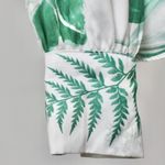 H&M Ivory Cream and Green Floral Botanical Pleated Long-Sleeve Blouse Top Small Photo 4