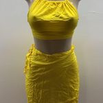 Yellow Halter Top and Fringe 100% Sarong Sarong Skirt Photo 1