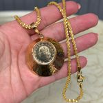 Gold Plated Coin Pendant Necklace Textured Twist Medallion Chain 13.5” JTV Photo 4