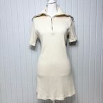 ZARA  Sweater Dress Ivory Short Sleeves Quarter Zip Ribbed Knit Size Size M Photo 8