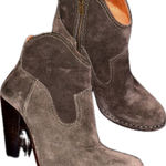 Frye  Madeline Brown Suede Leather Short Ankle Booties Heels Cowgirl Western  7M Photo 0