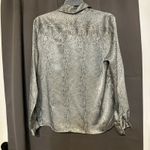 Alain Gerard Women's Snake Skin Blouse, Size 4 Silver Gray Top, Button Front Top Photo 1