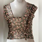 ZARA  Sheer Beaded Floral Ruffled Top Blouse M Photo 5