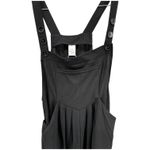 Halara  Black Textured Overall Jumpsuit Wide Leg Pockets Button Detail Size M Photo 3