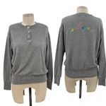 Monrow Soul Cycle Collab Embroidered Sweatshirt Top Henley Gray Size Small Photo 1