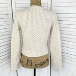 ZARA Pearl Embellished Wool Blend Pullover Crop Sweater Beige Large Photo 4