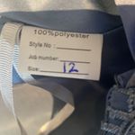 Women’s Full Length Lace Appliqué Satin Prom Party Dress with Leg Slit Size 12 Blue Photo 7