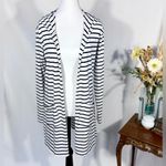 Coolibar UPF 50+ Striped Hooded Open Cardigan – Nautical White & Navy Sz S🧡 Photo 1