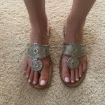 Jack Rogers Jacks Flat Sandal in Glittery Shiny Silver & Gold Photo 5