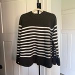 Tuckernuck Evergreen and Ivory Stripe Bonnie Sweater Button Sides Crewneck Photo 3
