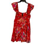Forever 21  Burnt Red Orange Pink Floral Print Flutter Sleeve Mini Dress Medium Photo 1