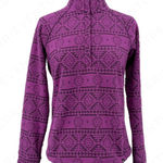 Eastern Mountain Sports Purple Fleece Jacket Hiking Layer Geometric Aztec Print Pullover Top EMS Size S Photo 0