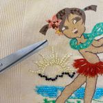 Lucky Brand Y2K  Tank Top Hula Girl Womens Sz Large Beaded Coconut Girl Hawaiian Photo 4