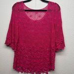 Crochet Cottagecore Gardengirl Beach Chic Bohemian Womens Knit Pullover Medium Pink Photo 0
