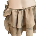 Zuliana Size Small Beige Ruffle Side Tie Skirt. Made in USA. New With Tags Tan Photo 2