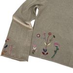 Colour Works Women's Embroidered Floral Long Sleeve‎ Pullover Sweater Tan XL Photo 1