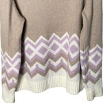 J.Crew Women’s Crewneck Sweater Size Medium Geometric Fair Isle Ivory K5304 Photo 4