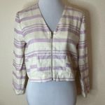 Cupcakes and Cashmere purple ivory striped cropped jacket NEW S White Photo 0