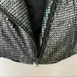 EXPRESS NWT Sz S Womens Silver Black Sequin Moto Jacket 3/4 Sleeve Holiday Photo 4