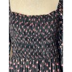 WAYF Dress Womens Small Black Pink Floral Print Square Neck Smocked Nevaeh Midi Photo 9