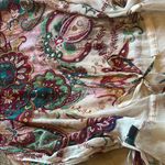 Rhona Sutton Creme Floral Beaded Sequenced Printed Swim Cover Up Tie Waist Red Photo 5