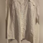 cj banks  100% Cotton Floral Lace Button Up Roll Sleeve Plus Size 2x Embroidered Photo 1