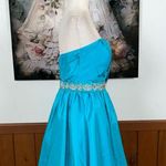 Mori Lee Pretty Vibrant Blue Taffeta Prom Dress! Photo 3